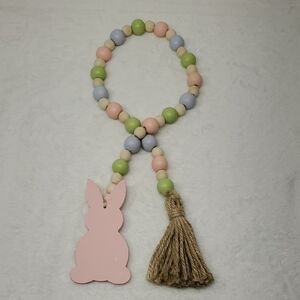 Pastel Easter Bunny & Spring Beaded Garland Wood Decor Garland Beads